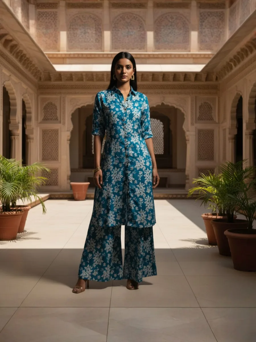 Azure Bloom Luxury Cotton Cord Set