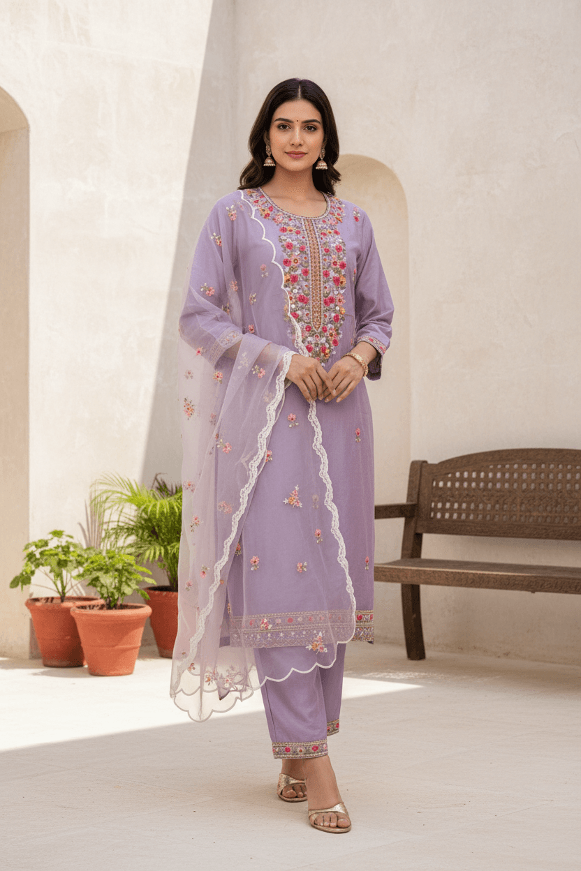 Gul-e-Laila Regal Lavender Suit Set