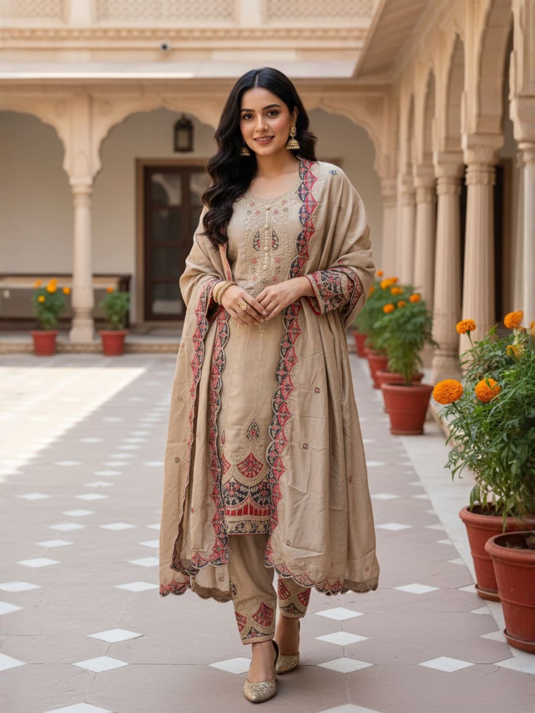 JALSA ZOHRA Sand Elegance Suit
