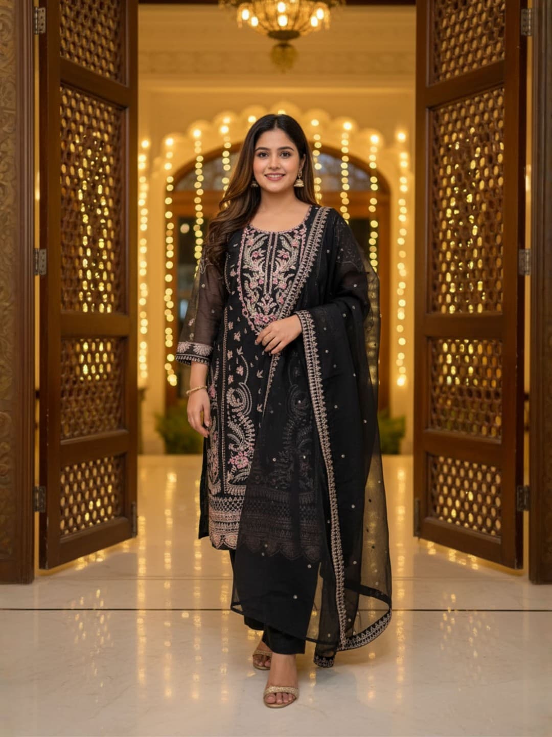 SERIN Noir Royale Embroidered Suit Set image 1